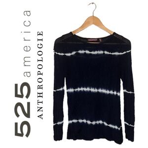 525 AMERICA Navy Blue White Rayon Sweater Lightweight Tie Dye Long Sleeve Wmn M